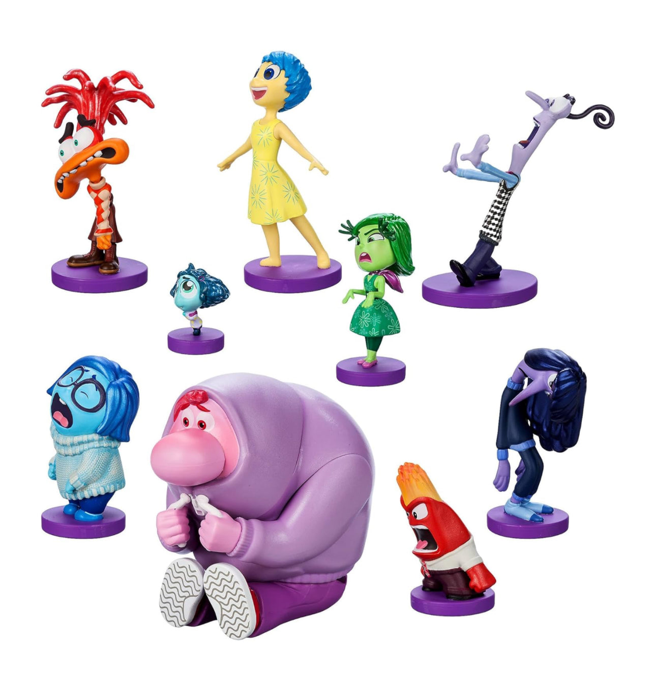 Disney Store Official Inside Out 2 Figurine Playset Set, 9 Moulded Toys, Including Joy, Sadness, Anger, Anxiety, Disgust, Envy, Ennui, Embarrassment & Fear
