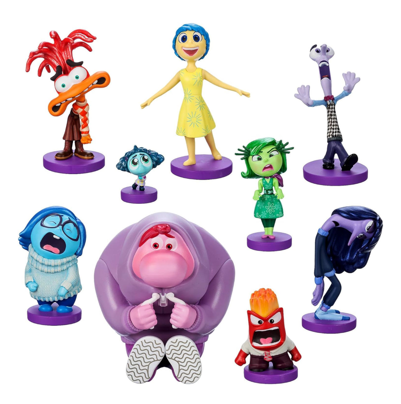 Disney Store Official Inside Out 2 Figurine Playset Set, 9 Moulded Toys, Including Joy, Sadness, Anger, Anxiety, Disgust, Envy, Ennui, Embarrassment & Fear