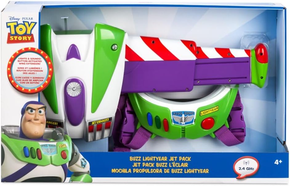 Toy Story Buzz Lightyear Toy Jet Pack with LED Light & Sound Effects, Space Ranger Roleplay Accessory with Adjustable StrapsDisney Store Official